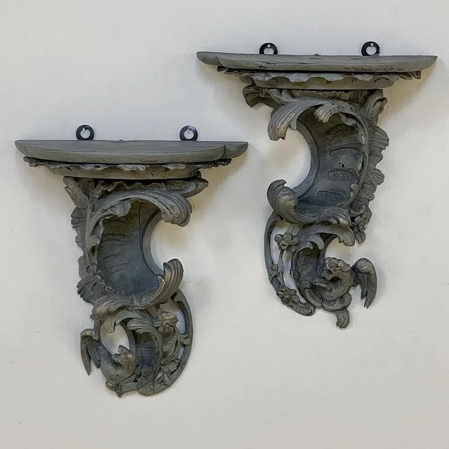 Pair 18th Century Rococo Period Painted Wall Sconces For Sale - Image 13 of 13