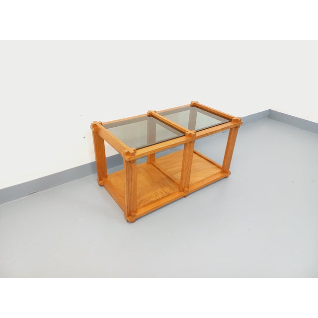 Vintage Rectangular Coffee Table in Pine and Smoked Glass, 1970s For Sale - Image 13 of 16