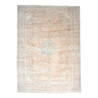 1970s Vintage Persian Handmade Wool Cotton Beige Area Rug For Sale