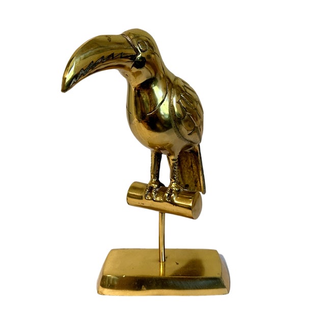 Mid-Century Modern Vintage Mid Century Exoticism Brass Tropical Toucan Bird Sculpture Figurine For Sale - Image 3 of 3