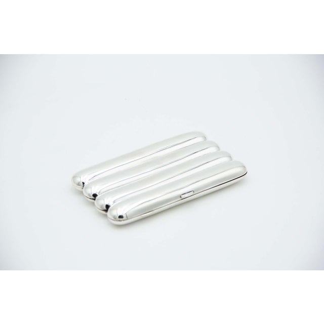 Plain Silver Cigar Case for Four Cigars For Sale - Image 3 of 3