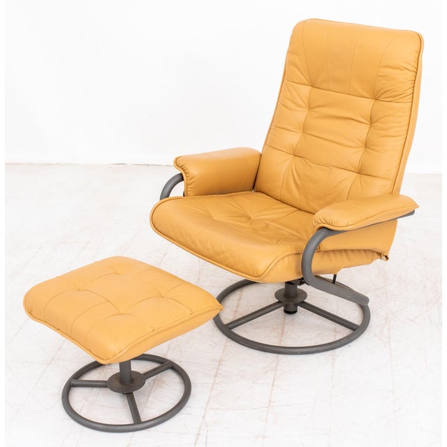 Mid-Century Modern ChairWorks Reclining Swivel Armchair & Ottoman For Sale - Image 3 of 10