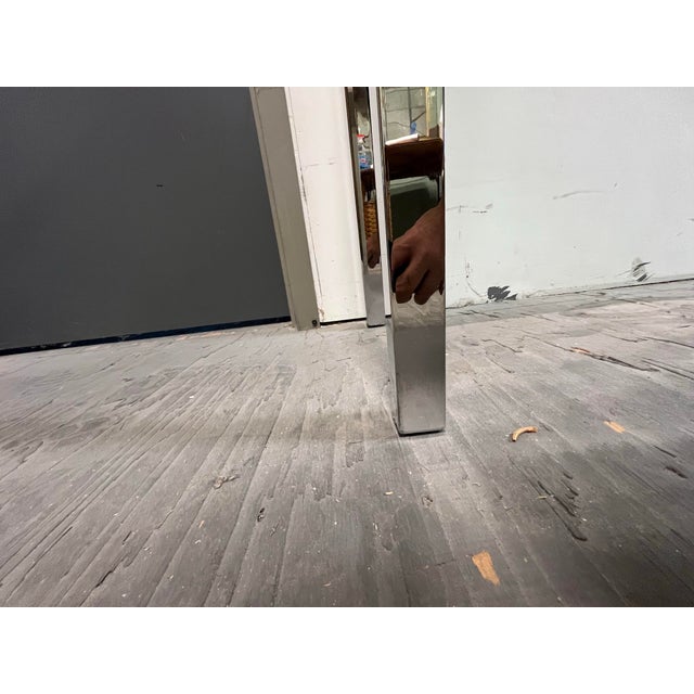 Chrome Vintage Mid Century Chrome and Glass Console Sofa Table For Sale - Image 8 of 9