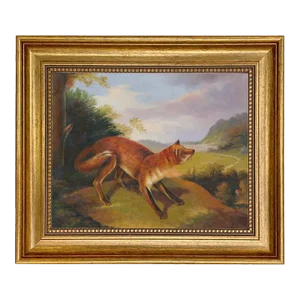 Contemporary Landscape with Fox Print on Canvas, Framed