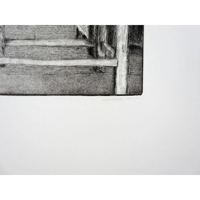 1977 abastract chair etching on paper by Marilyn Lanfear (1930-2020) Texas. Signed and numbered 3/3 in pencil along lower...