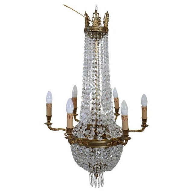 Gilded Bronze and Crystal Chandelier with 10 Bulbs, Late 19th Century For Sale - Image 16 of 16