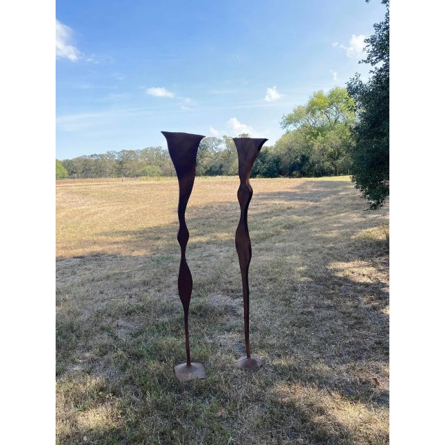 Industrial Welded Steel Sculptures (After Serra), a Pair For Sale - Image 3 of 18