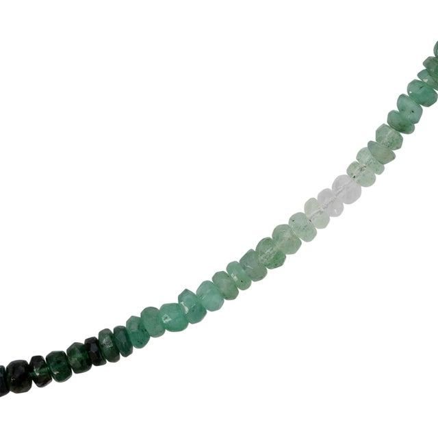 Modern Birthstone May Emerald Ombre Gold Bead Necklace For Sale - Image 3 of 7