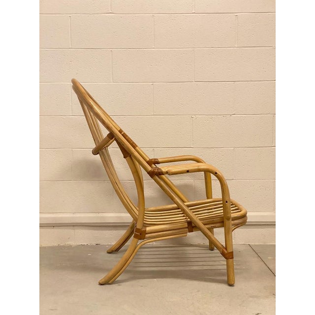 Set of Bamboo & Leather Armchairs, 1980s For Sale - Image 5 of 15