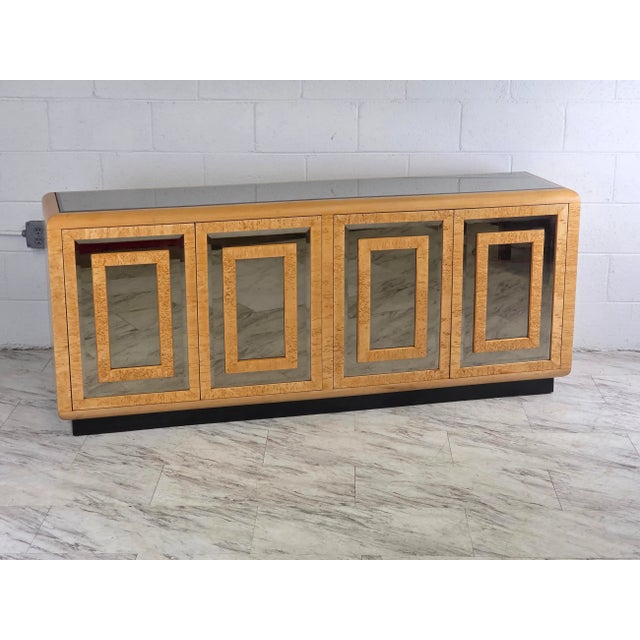 1970s Burlwood & Mirrored Glass Dresser by Romweber For Sale - Image 4 of 18