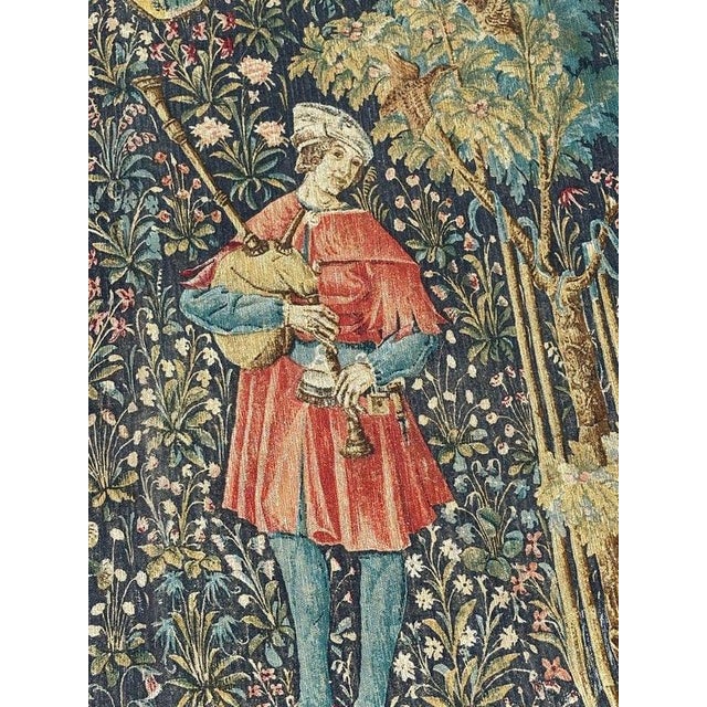 French Aubusson Style Screen Printed Hand Tapestry, 1960s For Sale - Image 11 of 18