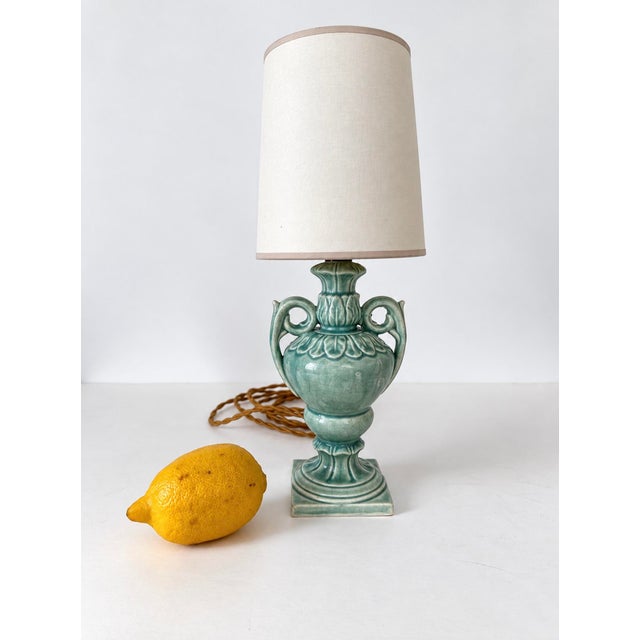 1930s Japanese Dimiuitive Celadon Glaze Japanese Urn Shaped Lamp For Sale - Image 11 of 14