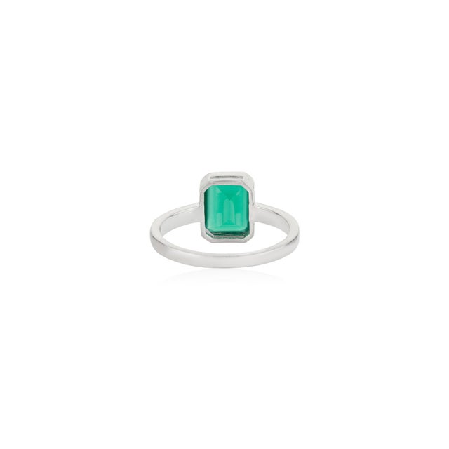 Not Yet Made - Made To Order 925 Sterling Silver 0.57 Carat Octagon Cut Emerald Solitaire Ring- Size 7 For Sale - Image 5 of 11