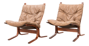 Tan Leather Siesta Chairs by Ingmar Relling for Westnofa, Denmark, 1970s Set of 2