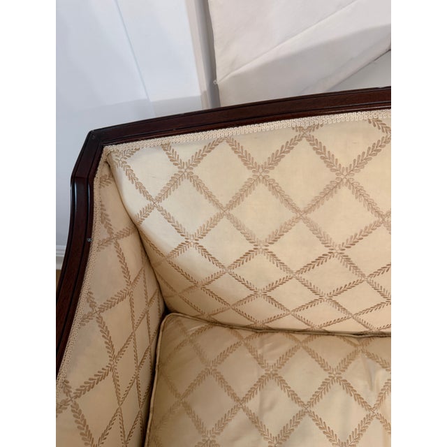 Early 20th Century Vintage French-Style Upholstered Settee – Carved Mahogany Frame For Sale - Image 5 of 10
