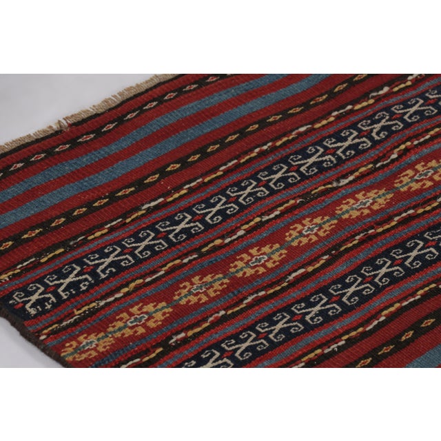 Tribal Vintage Persian Kilim, Tribal Runner Rug With Intricate Bands - Rug & Kilim For Sale - Image 3 of 8
