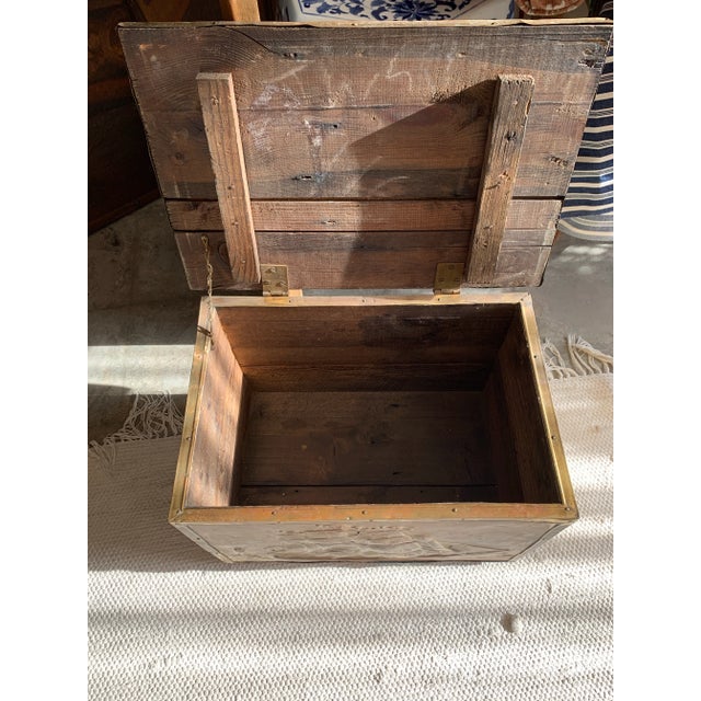 Antique Brass Clad Nautical Wood Box Sailing Ships For Sale - Image 12 of 12