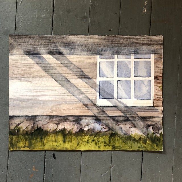 Original Vintage Realist Watercolor Painting Wyeth Style For Sale In Philadelphia - Image 6 of 6