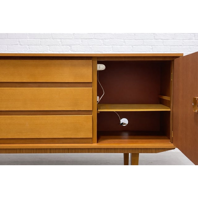 Mid Century Modern Oak Sideboard | 1960’s Scandinavian Credenza | Vintage MCM Media Console Cabinet For Sale - Image 10 of 12