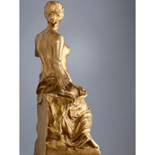 Metal Georges Bareau, Allegory of History, 1890s, Bronze and Marble For Sale - Image 7 of 11