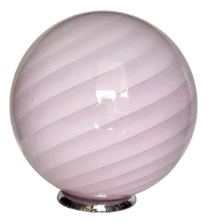 Pink Swirl and Milky-White Sphere Murano Glass Table Lamp by Simoeng