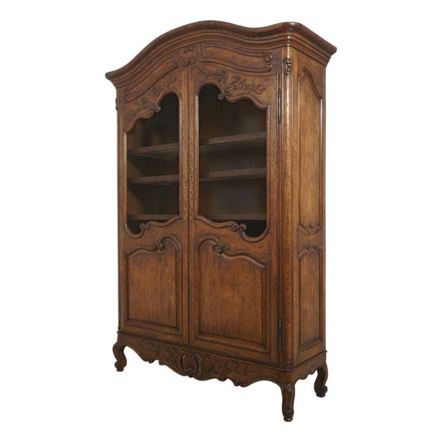 Walnut Country French Two-Door Armoire Wardrobe Cabinet For Sale