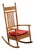 Antique Wooden Rocking Chair With Red Cushion For Sale