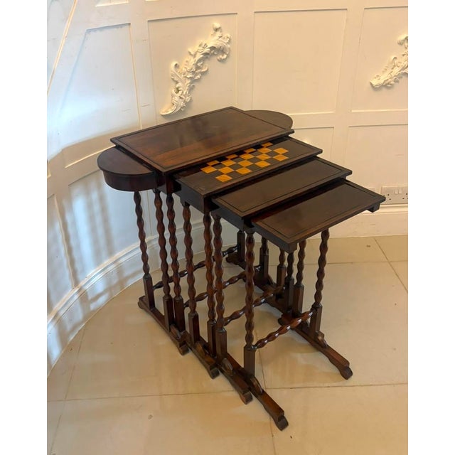 Antique Regency Rosewood Nest of Four Tables with Integrated Chess Table, 1830, Set of 4 For Sale - Image 18 of 18