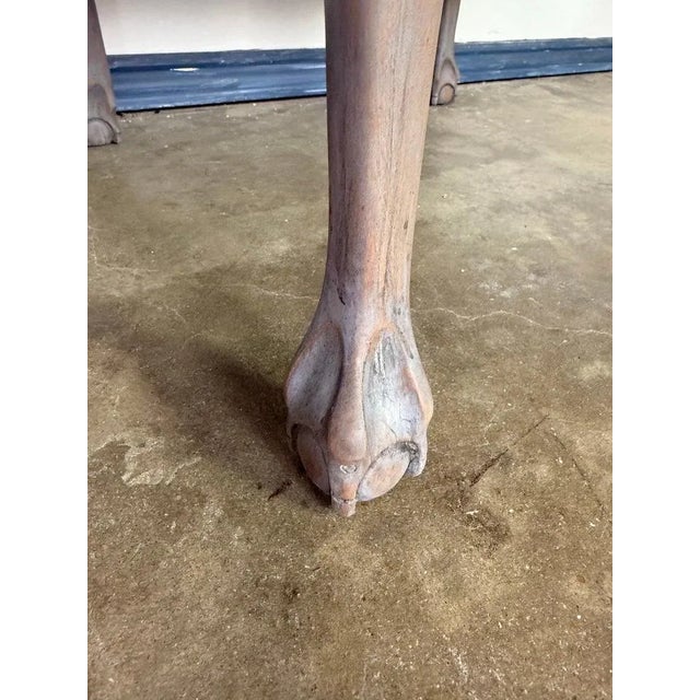 Pair of Distressed English Chippendale End Tables, Leather Tops, 1930s For Sale - Image 12 of 12