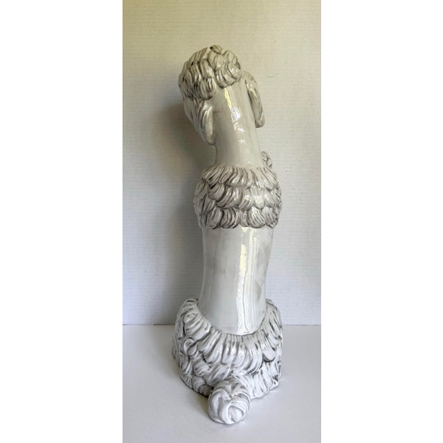 White Vintage Italian Ceramic Standing Poodle Dog Sculpture For Sale - Image 8 of 13