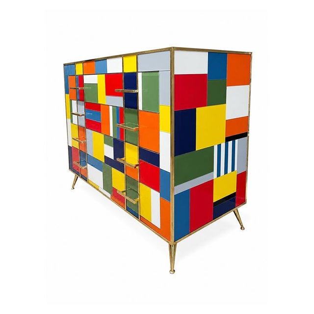Vintage Chest of Drawers in Colored Glass, 1980s For Sale - Image 3 of 5