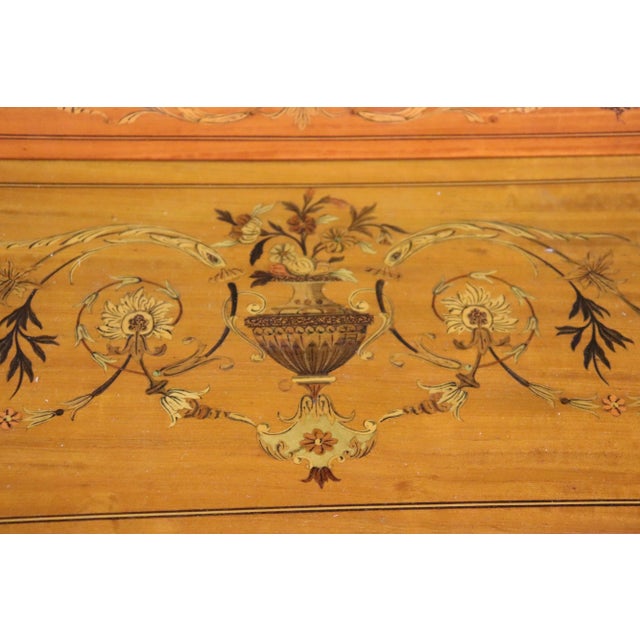 English Satinwood Adams Inlaid Secretary Desk Vitrine Top With Inkwells For Sale In Philadelphia - Image 6 of 13
