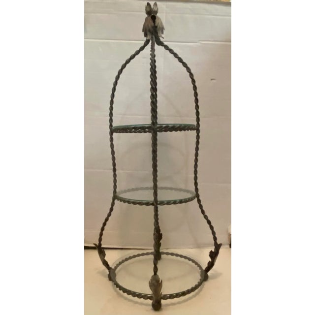 Metal Hollywood Regency Tole Style Table Stand Etagere For Sale - Image 7 of 12