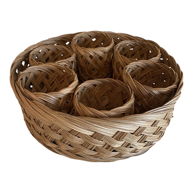 Vintage Italian Wicker Beverage Set- 7 Pieces For Sale