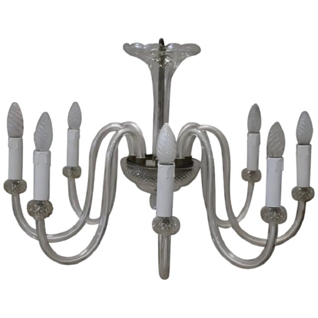Vintage Transparent Murano Glass Chandelier, 1980s For Sale