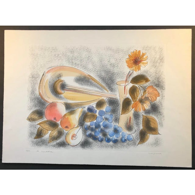 Mid-Century Modern Mid-Century the Mandolin Lithograph 1960s For Sale - Image 3 of 3