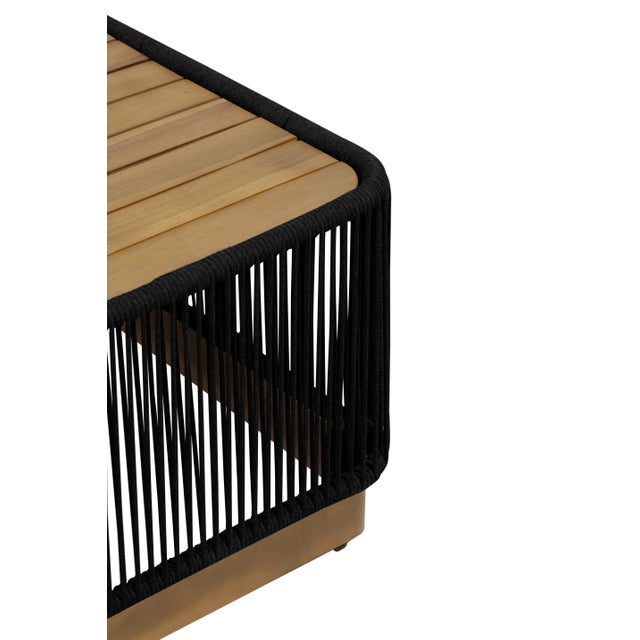 Alpine Teak Outdoor Collection Black Rope Coffee Table For Sale In Chicago - Image 6 of 8