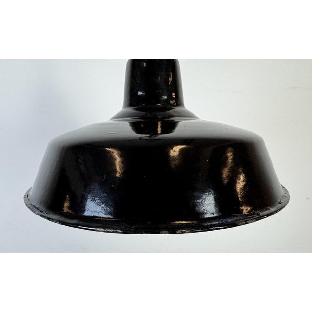 Industrial Black Enamel Factory Pendant Lamp, 1960s For Sale - Image 4 of 16