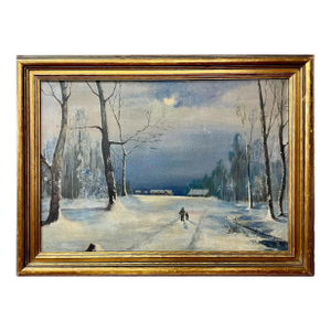 "Walking Among the Trees," a Winter Scene in Blue, Gray & White