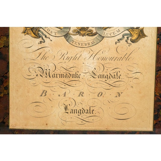 Burgundy Pair Antique 19th Century Hand Colored Heraldic Engravings English Coat of Arms Art Framed Wall Decor For Sale - Image 8 of 18