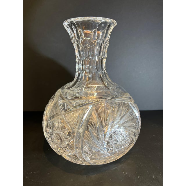 Vintage American Brilliant Period Hobstar Clear Glass Carafe/Decanter For Sale In Los Angeles - Image 6 of 10