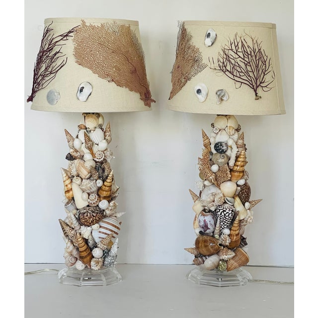 1970s Grotto Marine World Sea Shell Amethyst Ammonite Table Lamps - a Pair For Sale - Image 10 of 10