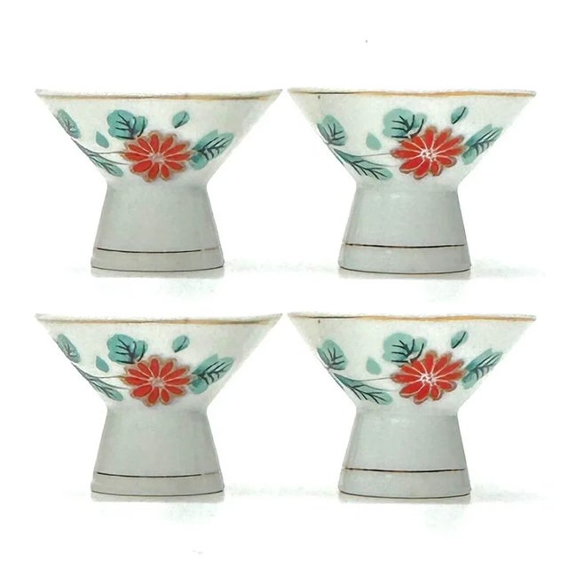 Hand-Painted Porcelain Kikkoman Sake Bottle and Cups - Set of 5 For Sale In Miami - Image 6 of 8