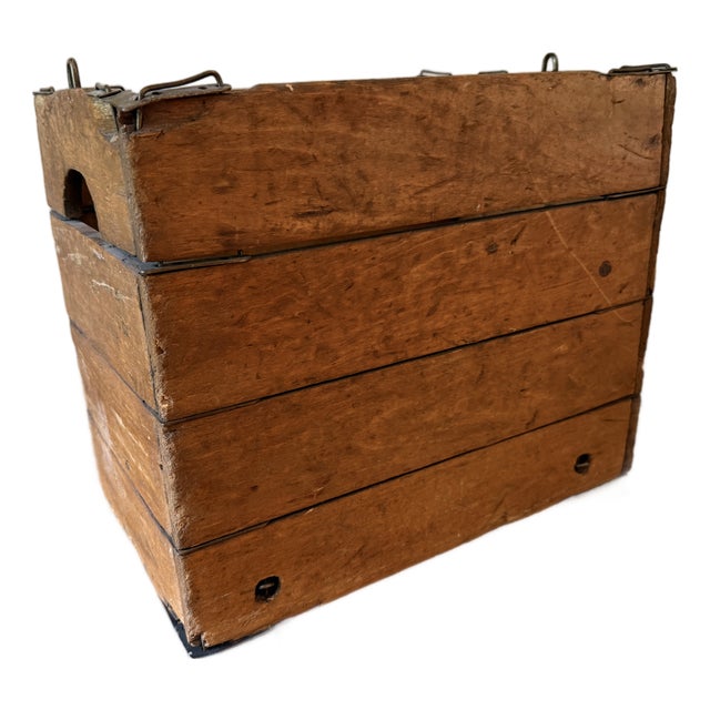Antique Hubbard's Wood Wire Sewn Folding / Collapsible Crate For Sale