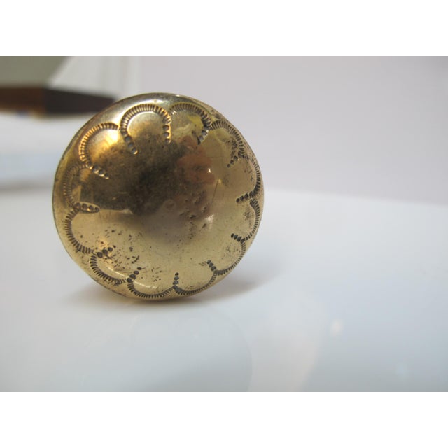 Brass Victorian Ornate Repousse Brass & Mother of Pearl Walking Stick Cane For Sale - Image 8 of 8