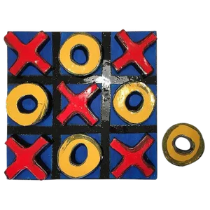 Vintage Pop Art Style Glazed Ceramic Sculpture, Tic Tac Toe