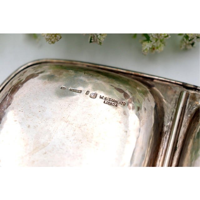 Hammered Silver Butter Dish with Compartments and Knife, Set of 2 For Sale - Image 3 of 6