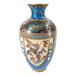 20th Century Japanese Cloisonne Enamel Vase With Dragons and Phoenix