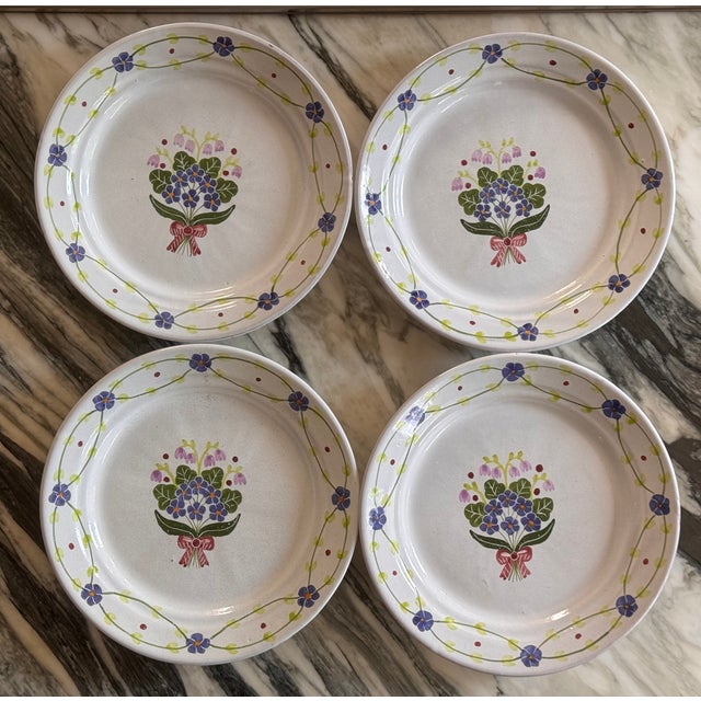 Made in Portugal Vintage Terra Cotta Hand Painted Plates - Set of 8 For Sale - Image 12 of 18