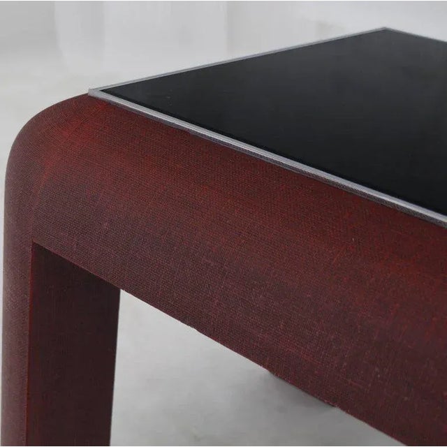 Mid 20th Century Mid-Century Modern Cloth Wrapped Burgundy Rectangular Coffee Table For Sale - Image 5 of 8
